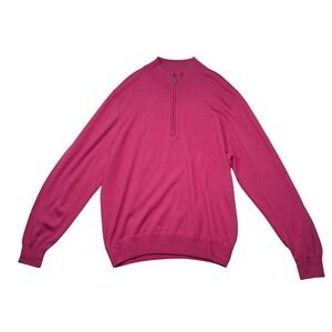 Turtleson Sweater Men's XL Pink 100% Fine Merino Wool Quarter Zip Golf Preppy